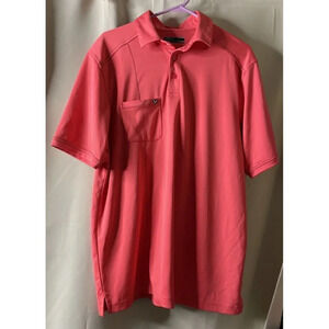 Callaway Mens Coral Pink Short Sleeve Golf Shirt Polo Size Large Pocket‎